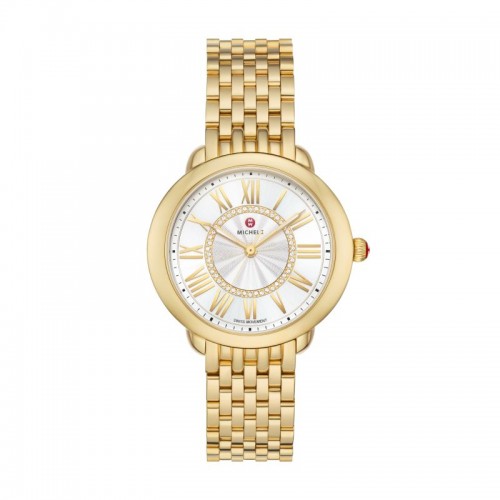Serein Mid 18k Gold-Plated Diamond Dial Watch