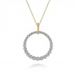 GABRIEL & CO 14K WHITE AND YELLOW GOLD DIAMOND BUJUKAN COLLACTION 30MM DROP. NECKLACE SI DIA-0.98 , SIZE 17.5