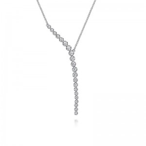 14K WHITE GOLD AND DIAMOND Y NECKLACE KASLIQUE COLLECTION SI DIA-0.76. SIZE 17.5