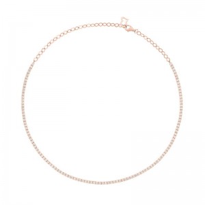 The Wall Street 14k Rose Gold and Diamond Tennis Necklace. 3.50ctw