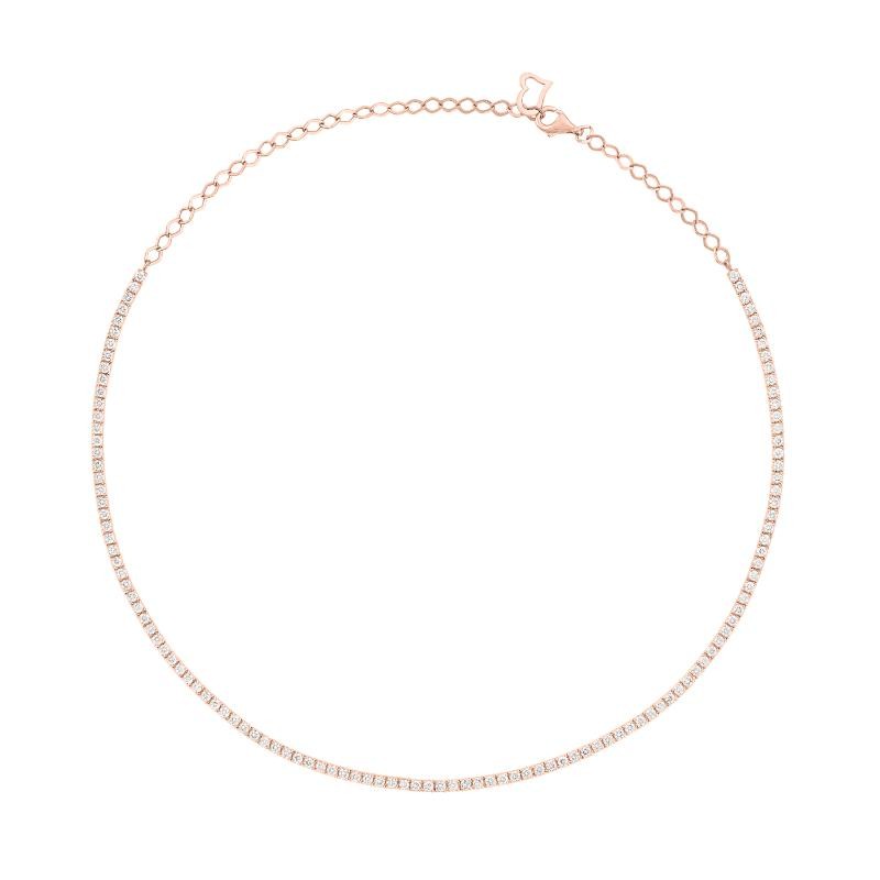 The Wall Street 14k Rose Gold and Diamond Tennis Necklace. 3.50ctw