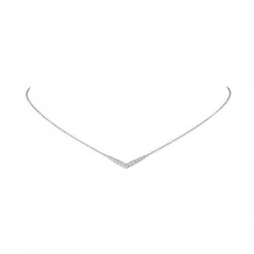 The Maiden Lane 14k White Gold Diamond V Necklace. 0.10ctw