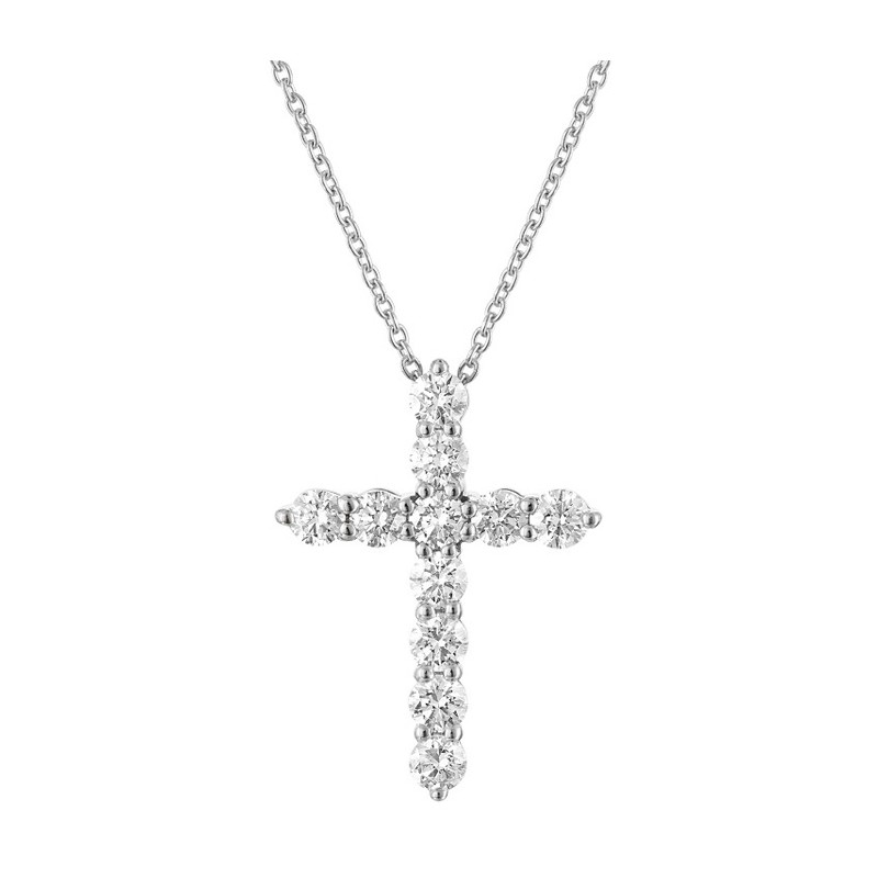 The Trinity Diamond Cross Necklace in 14K White Gold  (.50ctw)