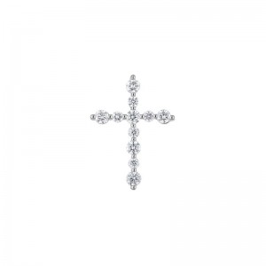 The 14k White Gold Trinity Cross Necklace with Diamonds. .25ctw