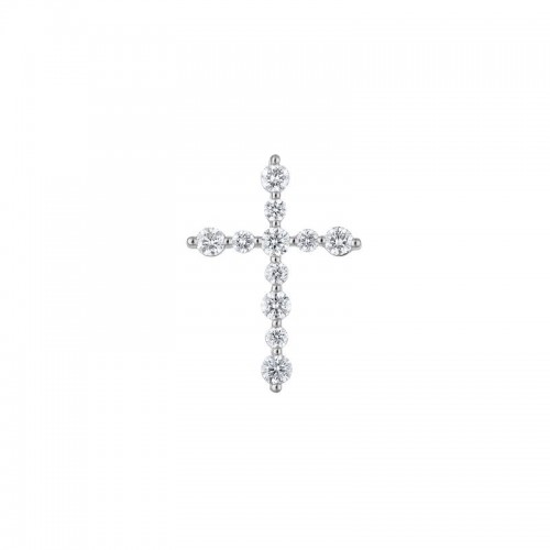 The 14k White Gold Trinity Cross Necklace with Diamonds. .25ctw