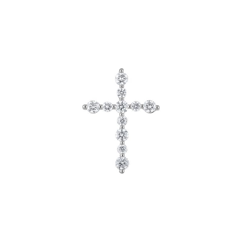 The 14k White Gold Trinity Cross Necklace with Diamonds. .25ctw