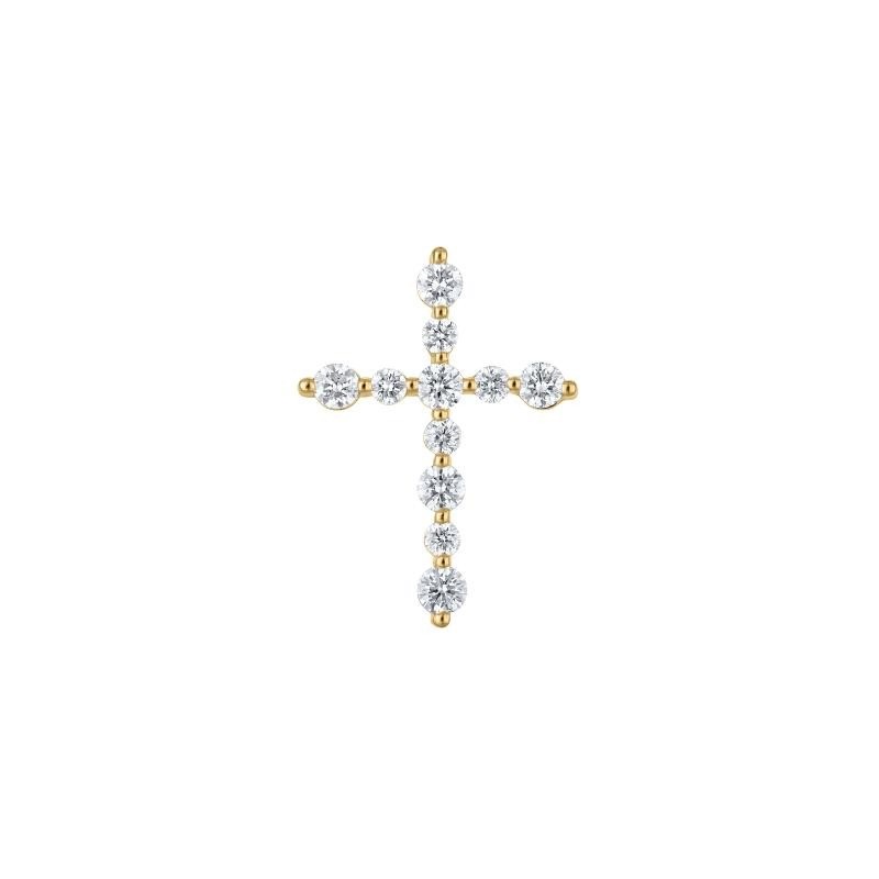 The Trinity Cross Necklace in 14K Yellow Gold with .25K Diamonds. 