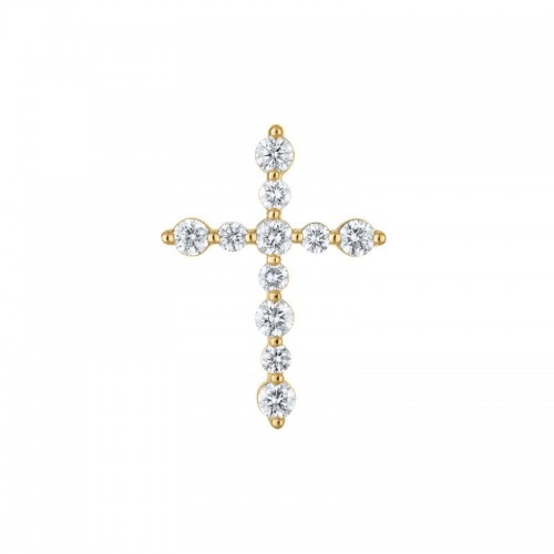 The 14k Yellow Gold Trinity Cross Necklace with Diamonds. .50ctw