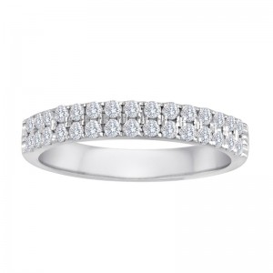 The Maiden Lane Dual-Row Diamond Ring in 14K White Gold (.50K Round Cut).