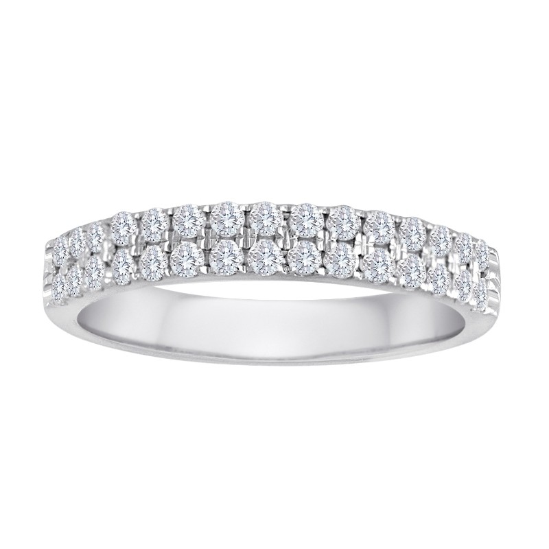 The Maiden Lane Dual-Row Diamond Ring in 14K White Gold (.50K Round Cut).