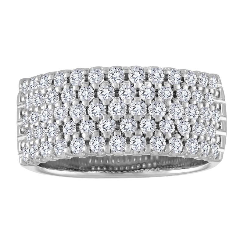 The 14k White Gold Broadway Honeycomb Band with Diamonds. 1.25ctw