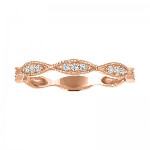 The 14k Rose Gold Stackable Broadway Ring with Diamonds. 0.10ctw