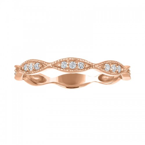 The 14k Rose Gold Stackable Broadway Ring with Diamonds. 0.10ctw