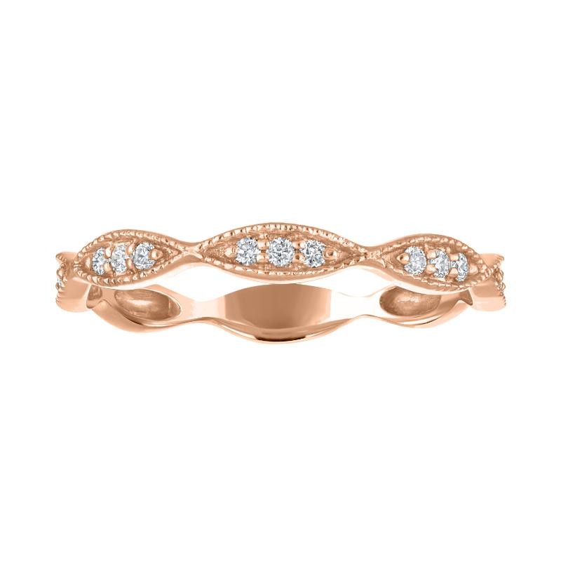 The 14k Rose Gold Stackable Broadway Ring with Diamonds. 0.10ctw