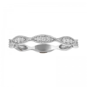 The 14k White Gold Stackable Broadway Ring with Diamonds. 0.10ctw