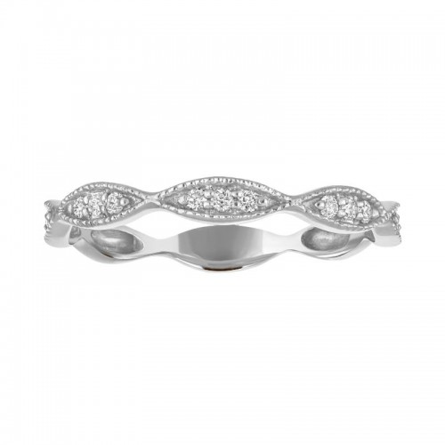 The 14k White Gold Stackable Broadway Ring with Diamonds. 0.10ctw