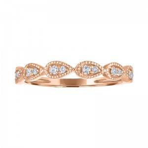 The 14k Rose Gold Stackable Broadway Ring with Diamonds. 0.12ctw