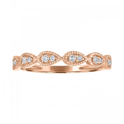 The 14k Rose Gold Stackable Broadway Ring with Diamonds. 0.12ctw