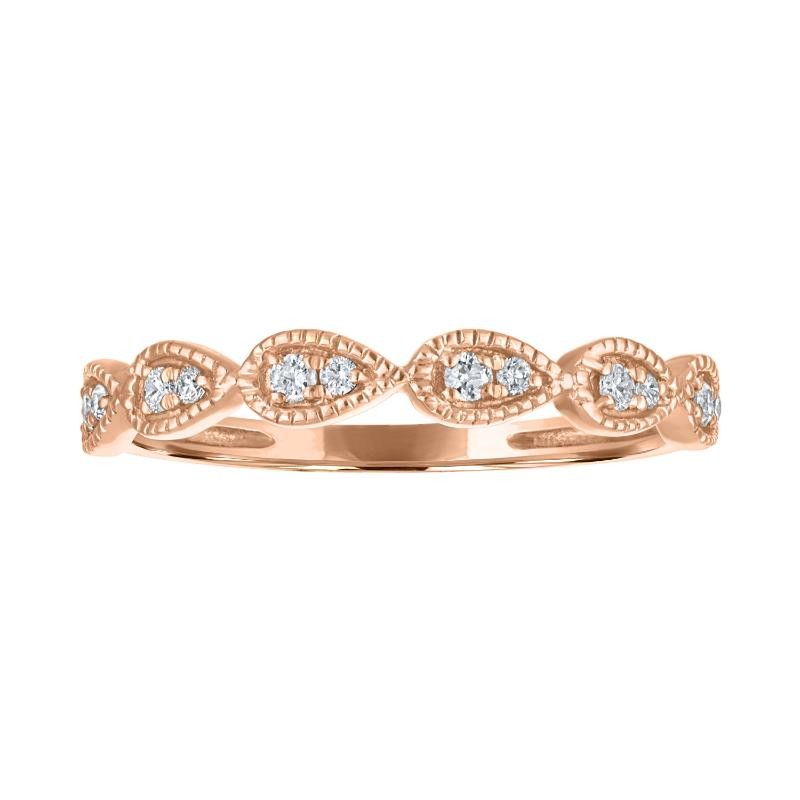 The 14k Rose Gold Stackable Broadway Ring with Diamonds. 0.12ctw