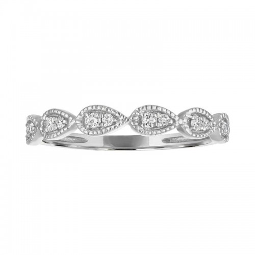 The 14k White Gold Stackable Broadway Ring with Diamonds. 0.12ctw