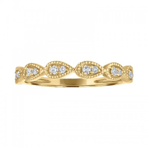 The 14k Yellow Gold Stackable Broadway Ring with Diamonds. 0.12ctw