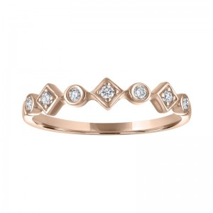 The Broadway Geometric Stackable Ring in 14k Rose Gold with Diamonds. 0.10ctw
