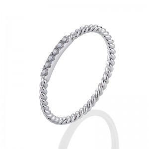 The Broadway Stackable Twist Ring in 14K White Gold with Diamonds.