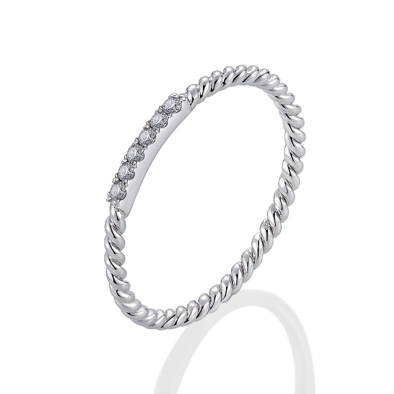 The Broadway Stackable Twist Ring in 14K White Gold with Diamonds.