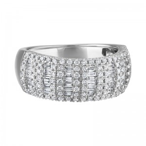 The Maiden Lane Pave Diamond Band in 14K White Gold (1K Round and Baguette Cuts).