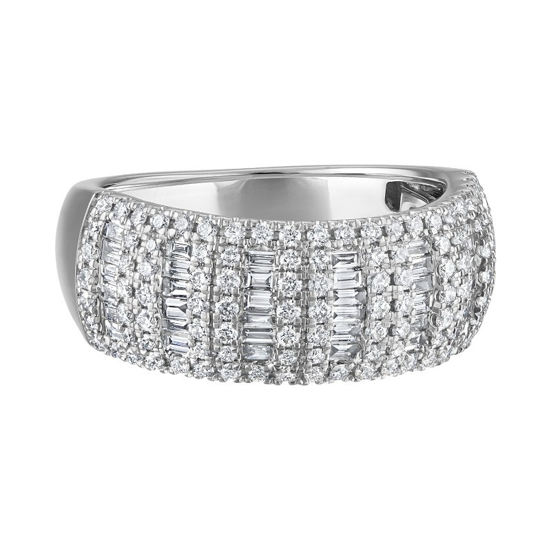 The Maiden Lane Pave Diamond Band in 14K White Gold (1K Round and Baguette Cuts).
