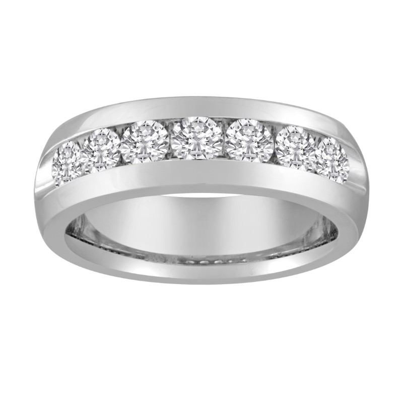 The Diamond Jim Channel-Set Men's Wedding Band in 14K White Gold (1K Round Cut).