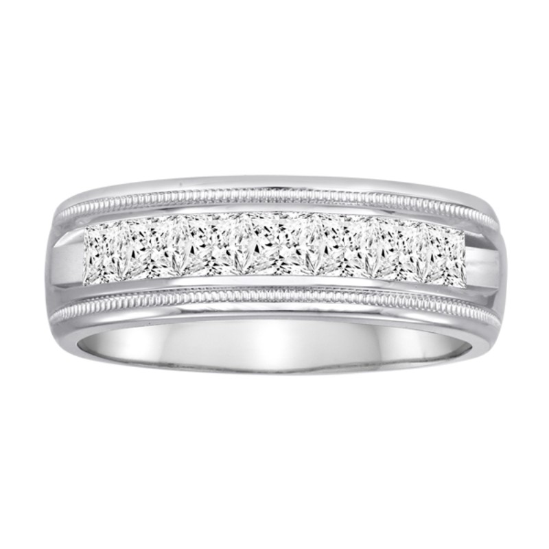 The Diamond Jim Channel-Set Men's Wedding Band with Diamonds (15K Round Cut).