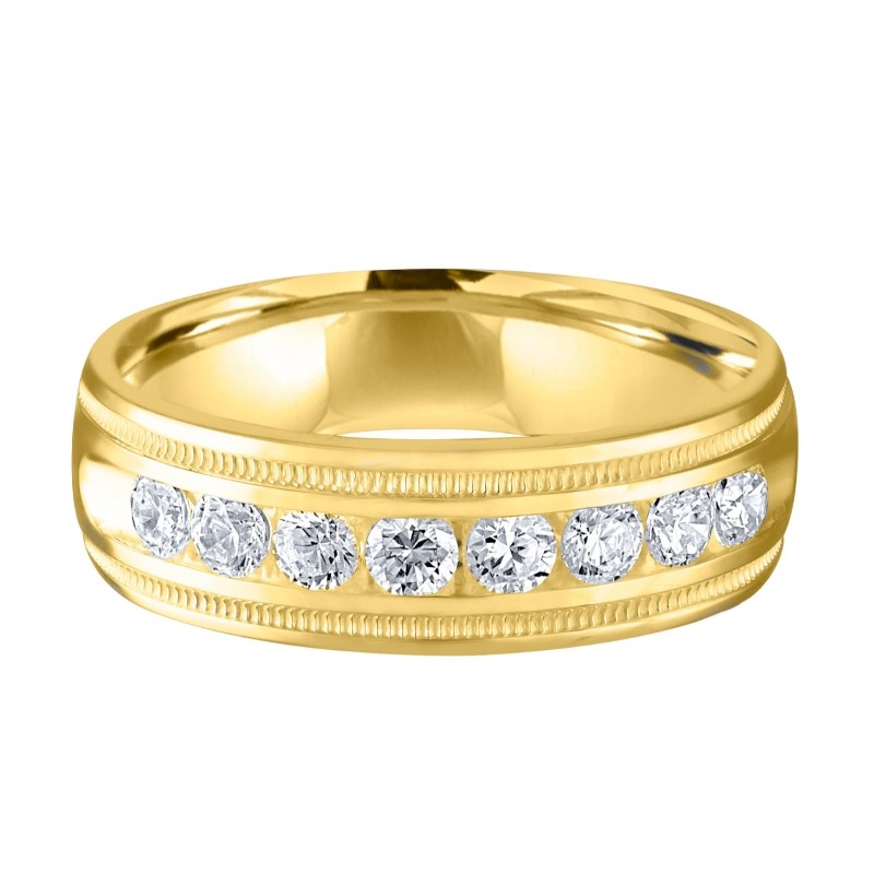 The Diamond Jim Channel-Set Diamond Wedding Band in 14K Yellow Gold (1K Round).