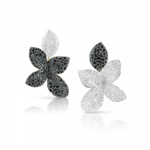 PASQUALE BRUNI 18K ROSE AND WHITE GOLD GIARDINI SEGRETI EARRINGS WITH BLACK AND WHITE DIAMONDS