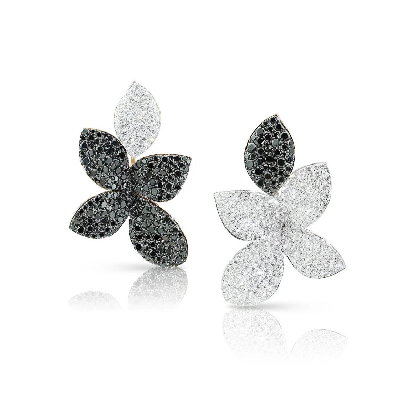 PASQUALE BRUNI 18K ROSE AND WHITE GOLD GIARDINI SEGRETI EARRINGS WITH BLACK AND WHITE DIAMONDS