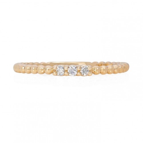 Laurenti Beaded 3 Stone Stackable Ring