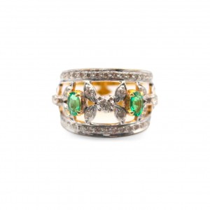 Laurenti Marquise Diamond and Emerald Ring