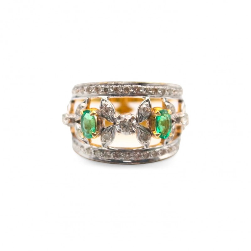 Laurenti Marquise Diamond and Emerald Ring