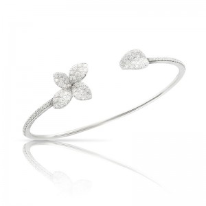 18K WHITE GOLD PETIT GARDEN BRACELET WITH DIAMONDS, SIZE XXS