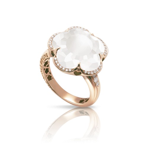 18K ROSE GOLD BON TON DIAMOND MILKY QUARTZ RING  DIA-0.14 QUARTZ-9.45.