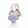 PASQUALE BRUNI 18K ROSE GOLD BON TON RING WITH BLUE CHALCEDONY AND MILKY QUARTZ