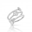 PASQUALE BRUNI 18K WHITE GOLD FIGLIA DEI FIORI 3 FLOWERS TWIST RING WITH DIAMONDS