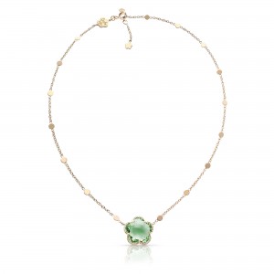 PASQUALE BRUNI 18K ROSE GOLD DIAMOND BON TON DOLCE VITA NECKLACE WITH PRASIOLITE AND DIAMONDS