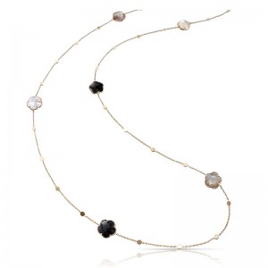 PASQUALE BRUNI 18K ROSE GOLD TON JOLI WITH 2 BLACK QUARTZ AND 4 MOP QUARTZ 21.91