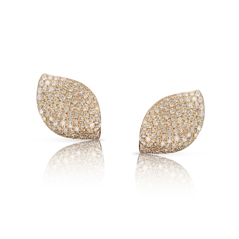 PASQUALE BRUNI 18K ROSE GOLD ALELUIÁ EARRINGS WITH WHITE AND CHAMPAGNE DIAMONDS