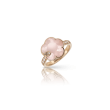 PASQUALE BRUNI 18K ROSE GOLD PETIT JOLI RING WITH PINK CHALCEDONY AND WHITE MOONSTONE DOUBLET, WHITE AND CHAMPAGNE DIAMONDS
