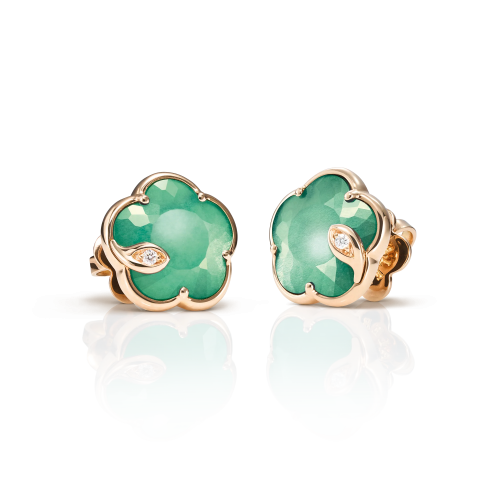 Pasquale Bruni 18K Rose Gold Petit Joli Lunaire Earrings with Diamonds and Lunar Garden Gem