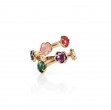 Pasquale Bruni 18K Rose Gold Figlia dei Fiori Contrarié Ring with Colored Stones, Size 13