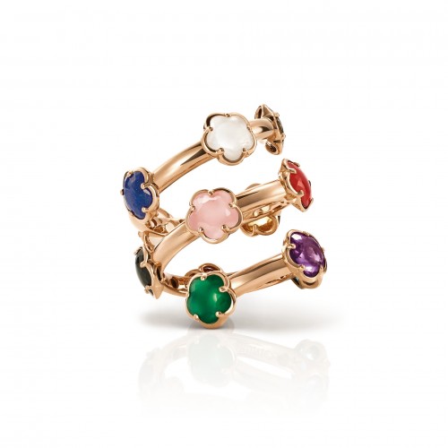 PASQUALE BRUNI 18K ROSE GOLD FIGLIA DEI FIORI COLOR STONES RING SIZE 15. DIA-0.01 OTHER-6.84 GLD-5.56