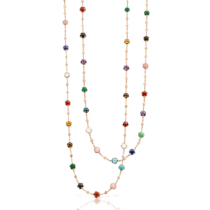 PASQUALE BRUNI 18K ROSE GOLD COLOR STONE LONF FIGLIA DEI FIORI NECKLACE DIA-0.01. COLOR STONE-17.52, GLD-14.26